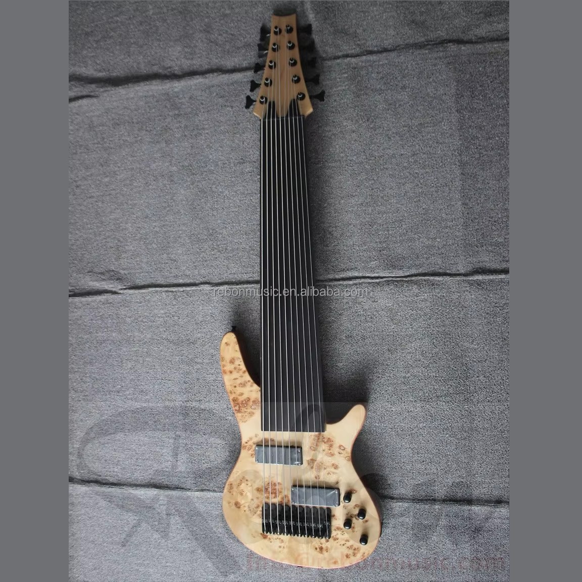 Weifang Rebon High Quality Fretless 10 String Burl Maple Electric Bass Guitar