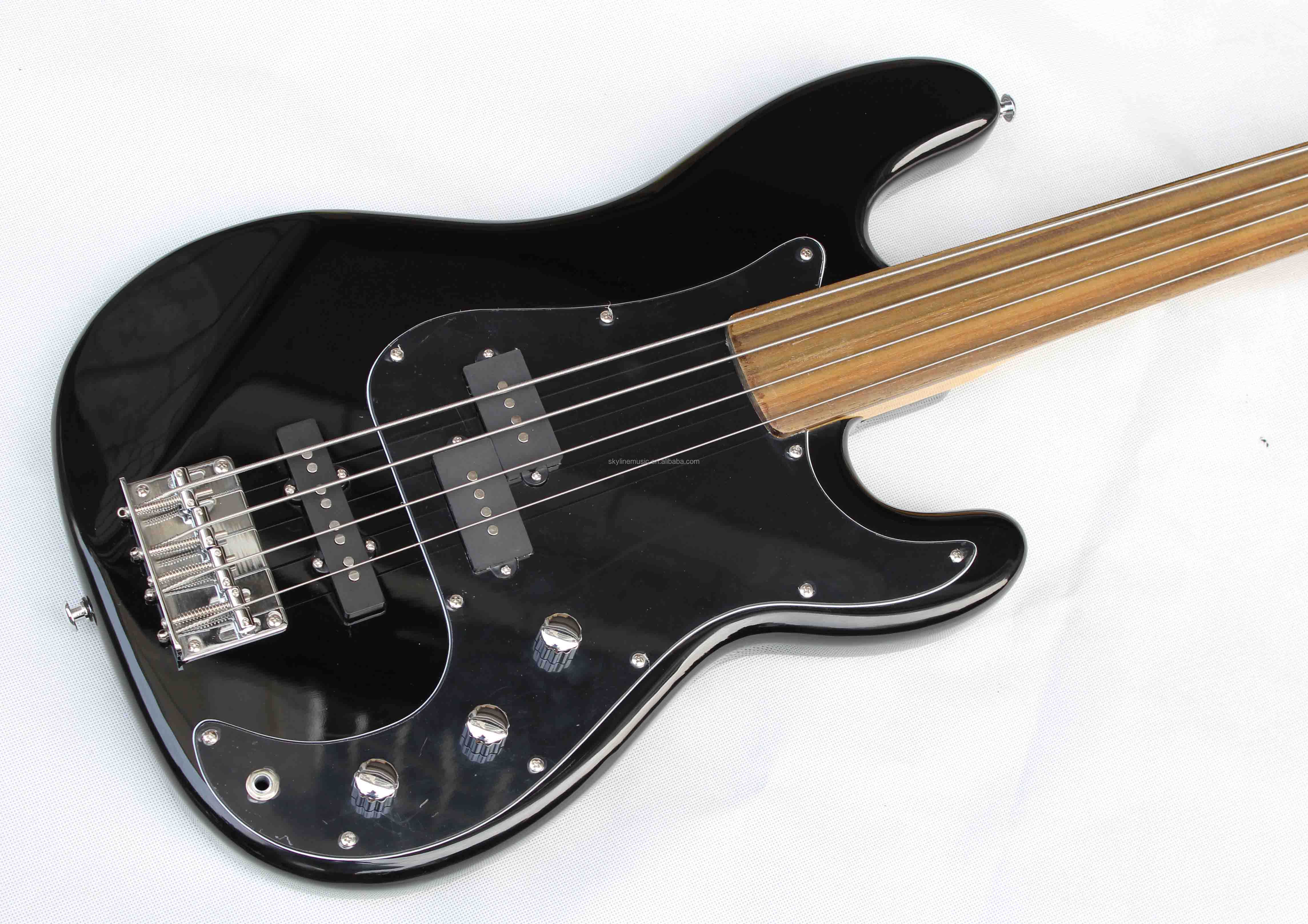 PB-FLBK China Made High Quality Fretless Electric Bass Guitar, Customized OEM logo