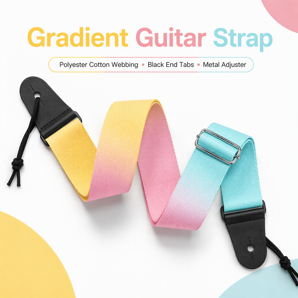 Gradient Guitar Strap Polyester Cotton Music Instrument Strap for Acoustic Electric Bass Crossbody Shoulder Use