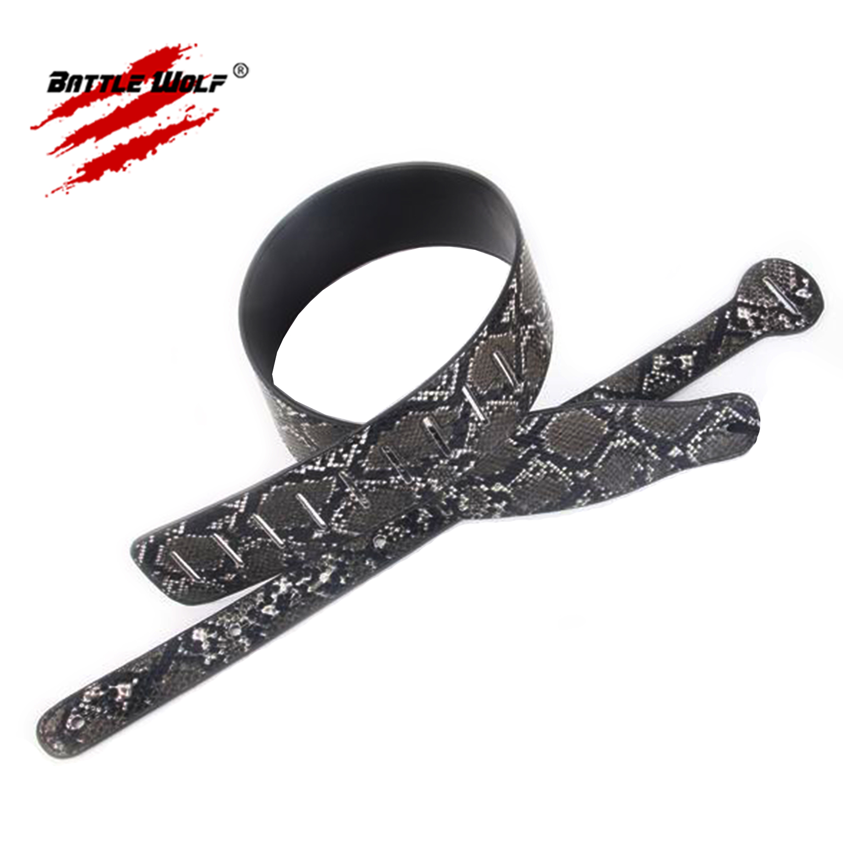 Different Style Wholesale Wear Resisting PU Leather Snakeskin Guitar Strap Leather