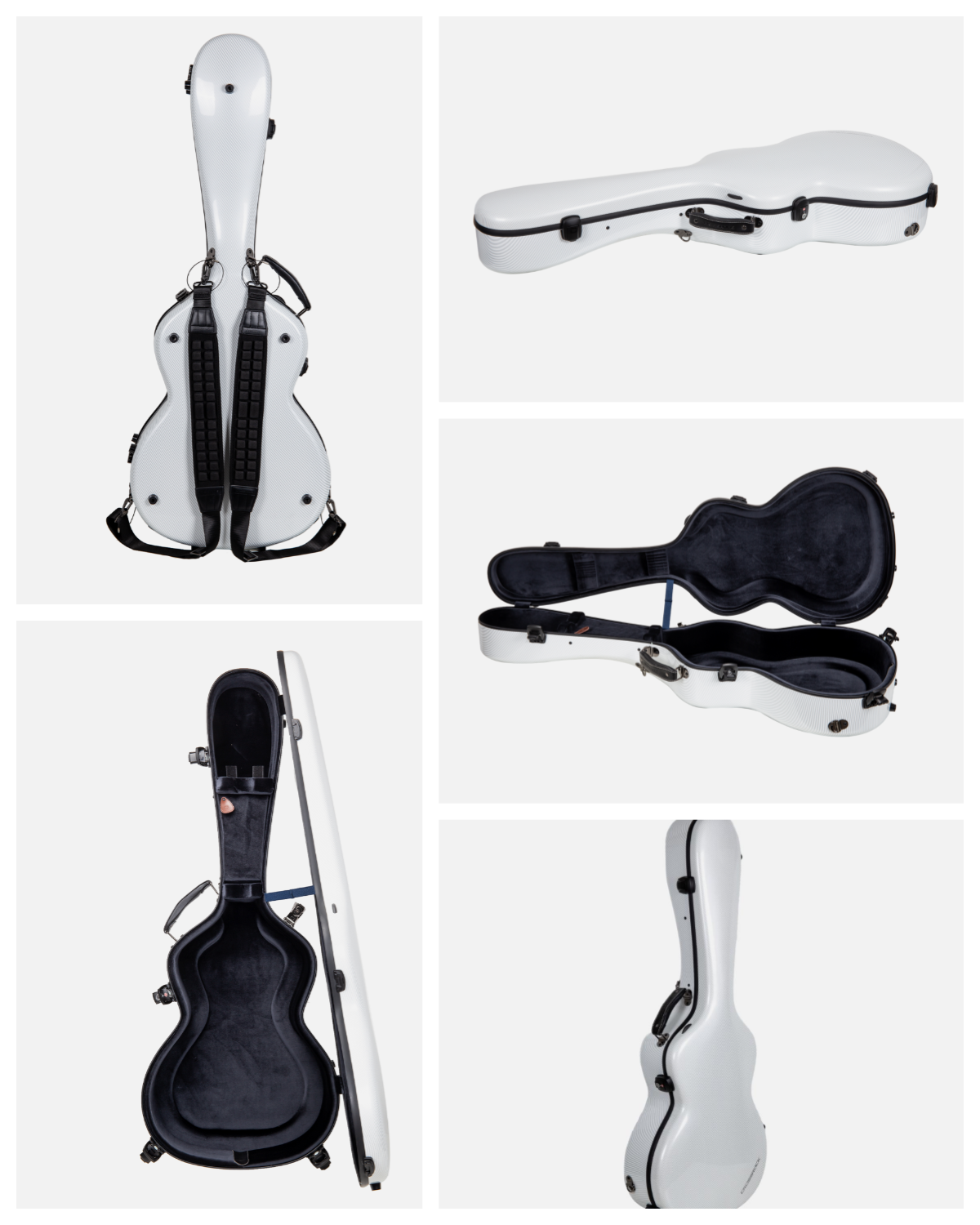 Factory Direct Custom Guitar Case-Fiberglass/Carbon Hard Shell Zipper Closure White Finish Custom Logo Personalized Instrument
