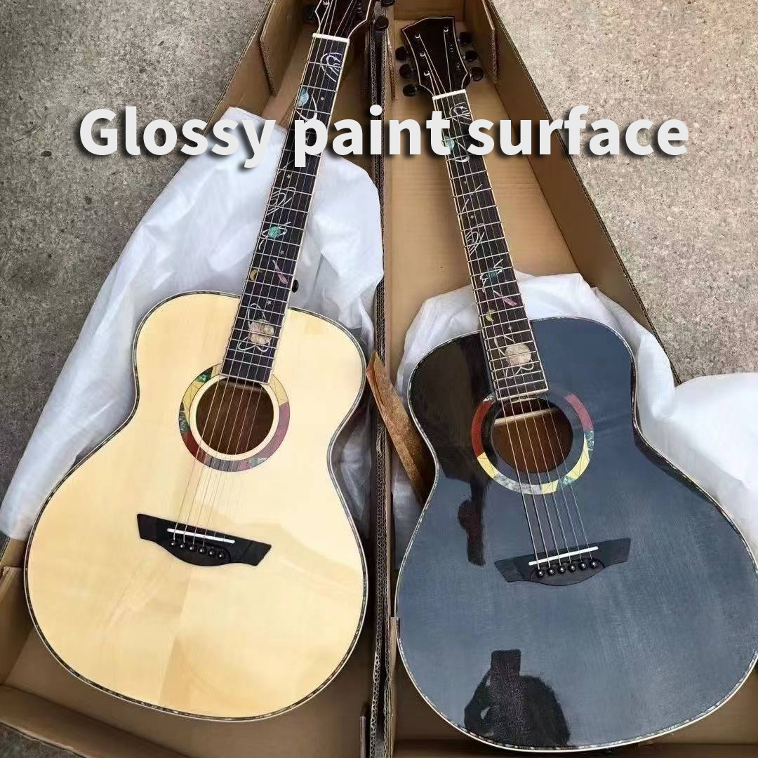 GALYDA 36 Inch Professional Acoustic Electric Guitar Solid Top with EQ Shell Inlay High Gloss Instrument