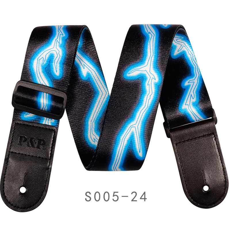 Wholesale Cheap Heat Transfer Printing Guitar Shoulder Belt Polyester Acoustic Electric Guitar Strap