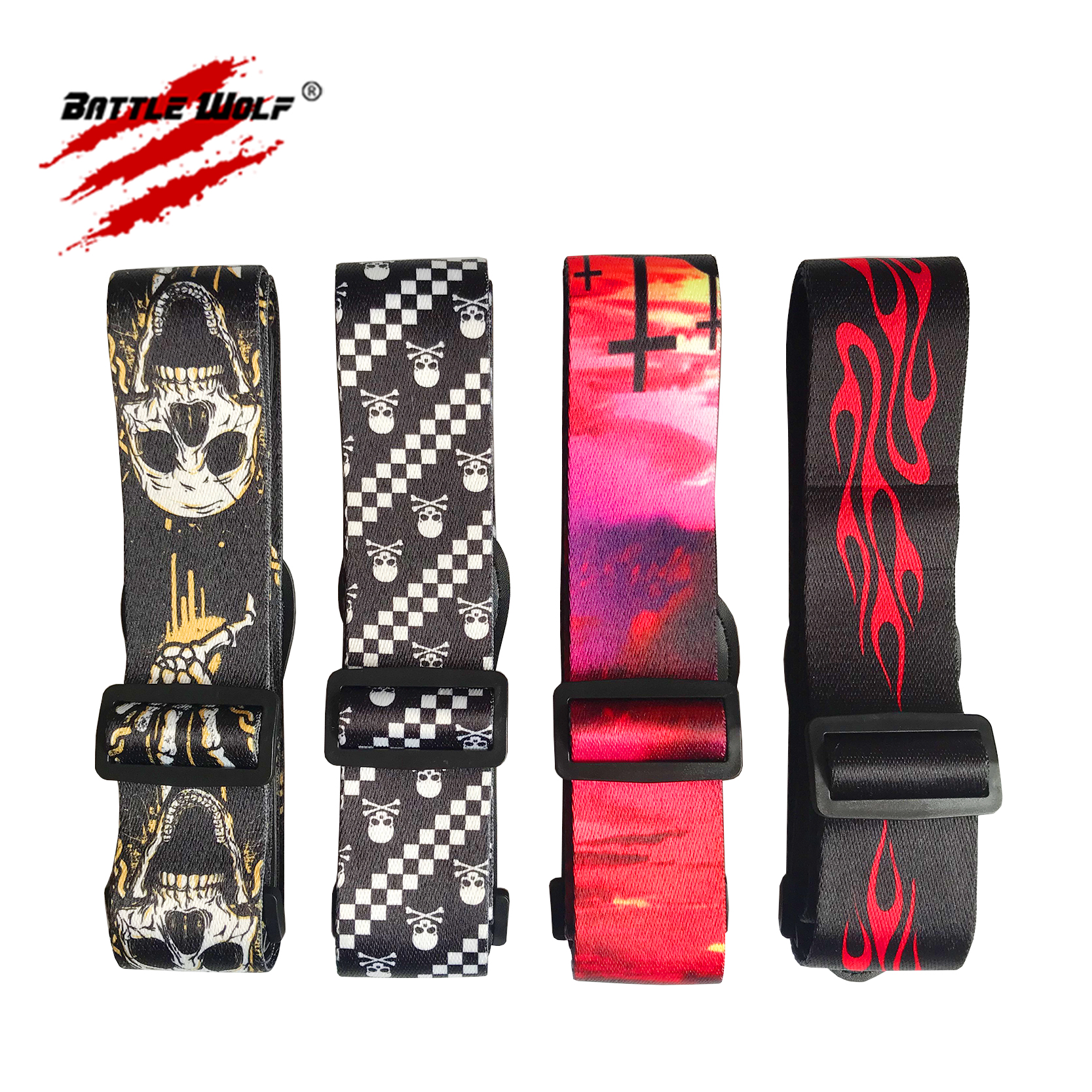 Wholesale Different Style Sublimation PU Leather Ends Polyester Guitar Straps Support Custom