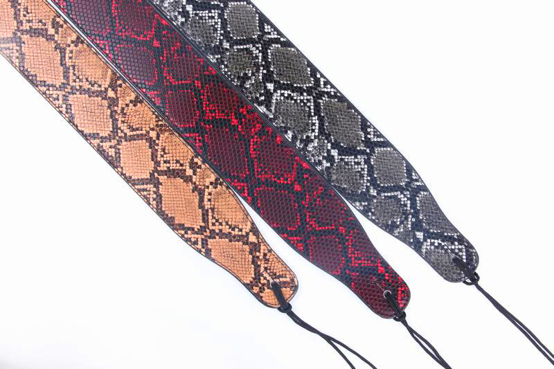 Different Style Wholesale Wear Resisting PU Leather Snakeskin Guitar Strap Leather