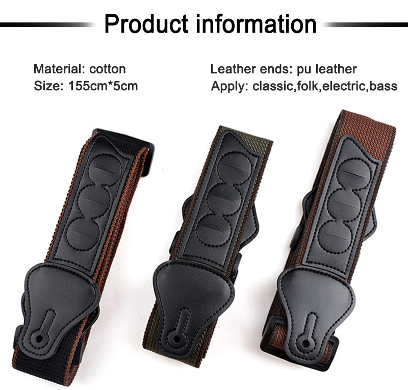 Wholesale High Quality Different Colors Classic Cotton Guitar Strap With Pick Holder Support Custom
