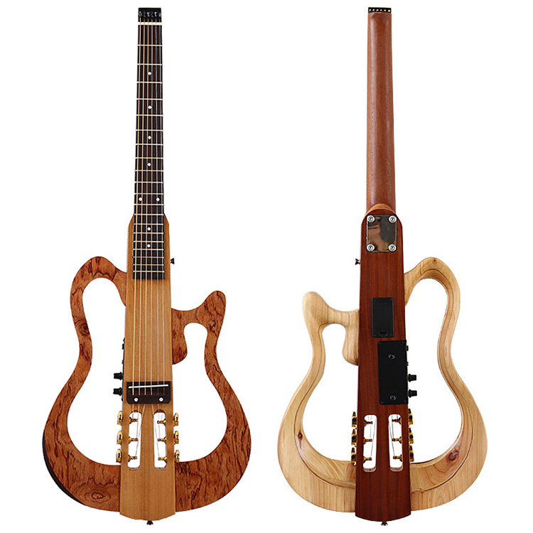 39 Inch Foldable Travel Plug Guitar 6-String Headless &amp; Detachable Design Portable Classical Guitar for Beginners/Professionals