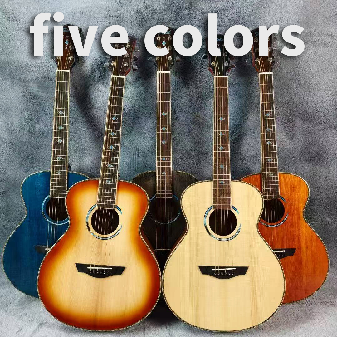 GALYDA 36 Inch Professional Acoustic Electric Guitar Solid Top with EQ Shell Inlay High Gloss Instrument