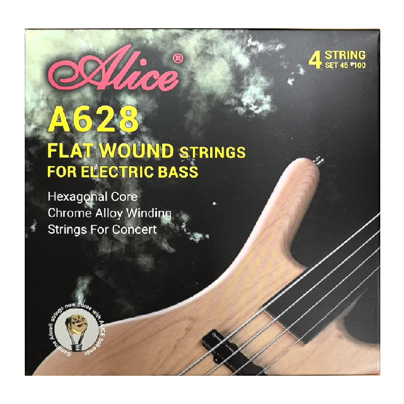 Alice Bass Strings A628 Fretless Four-String Set Electric Bass Strings Flat Wound Hex Core Chrome Alloy