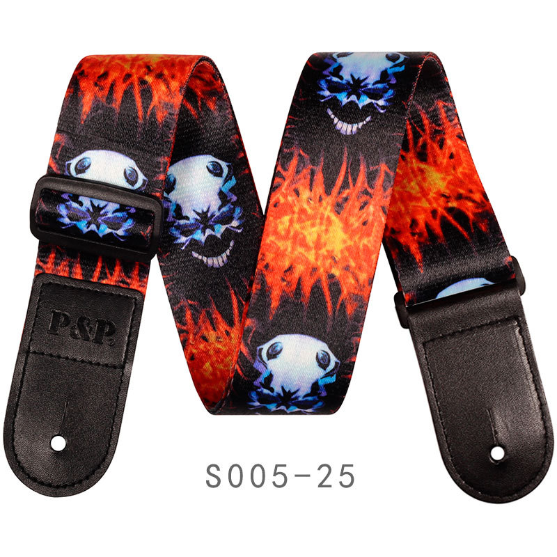Wholesale Cheap Heat Transfer Printing Guitar Shoulder Belt Polyester Acoustic Electric Guitar Strap