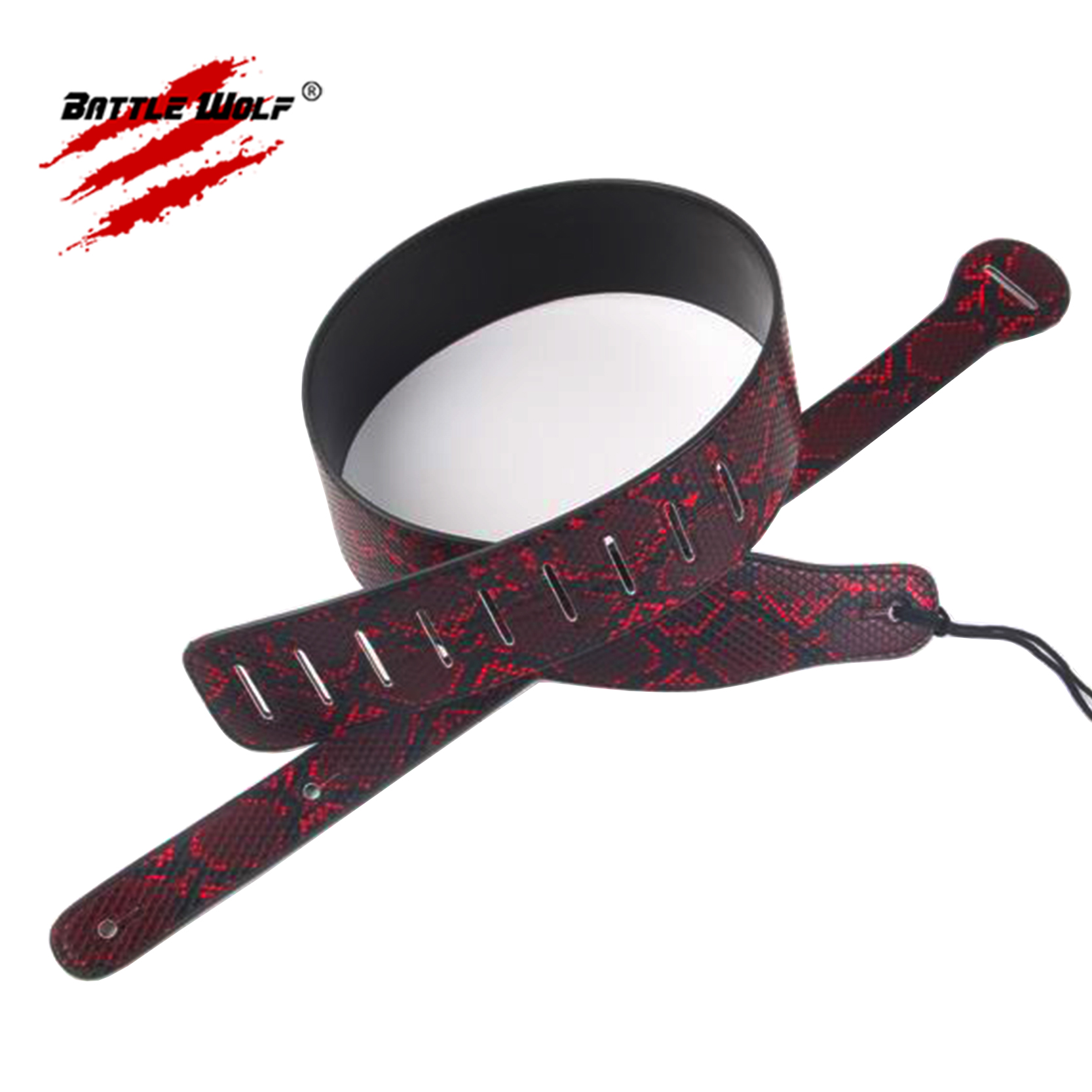 Different Style Wholesale Wear Resisting PU Leather Snakeskin Guitar Strap Leather