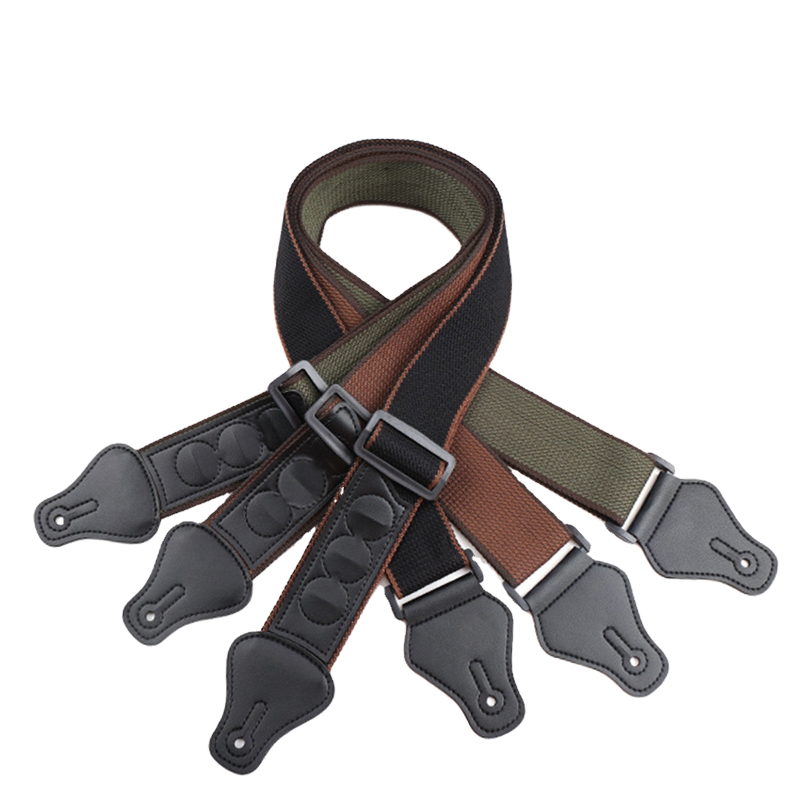 Wholesale High Quality Different Colors Classic Cotton Guitar Strap With Pick Holder Support Custom