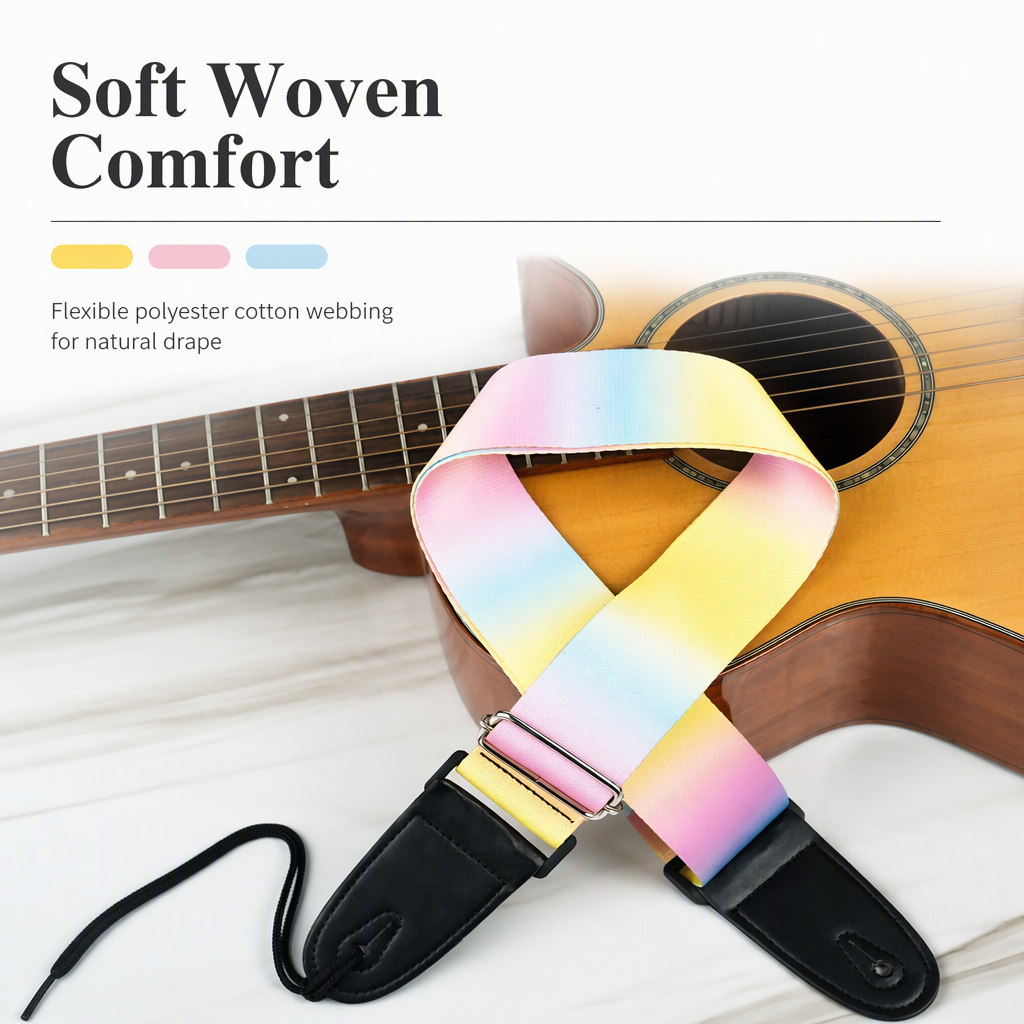 Gradient Guitar Strap Polyester Cotton Music Instrument Strap for Acoustic Electric Bass Crossbody Shoulder Use