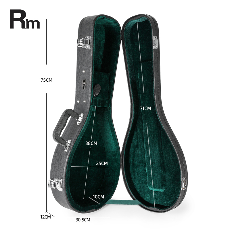 A-shape Mandolin Case with Leather Cover and Wooden Frame Lightweight 20mm Sponge Protection Crush Velvet Lining