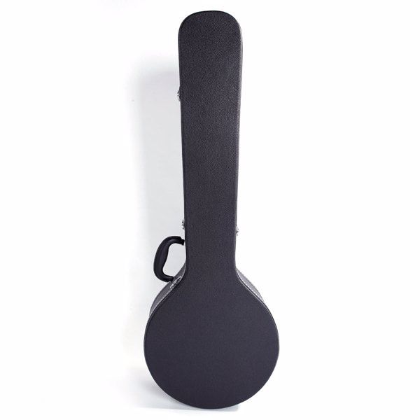 Replace D0100XUV9V7 Black Microgroove Pattern Leather Wood Banjos Case 5-String 6-String