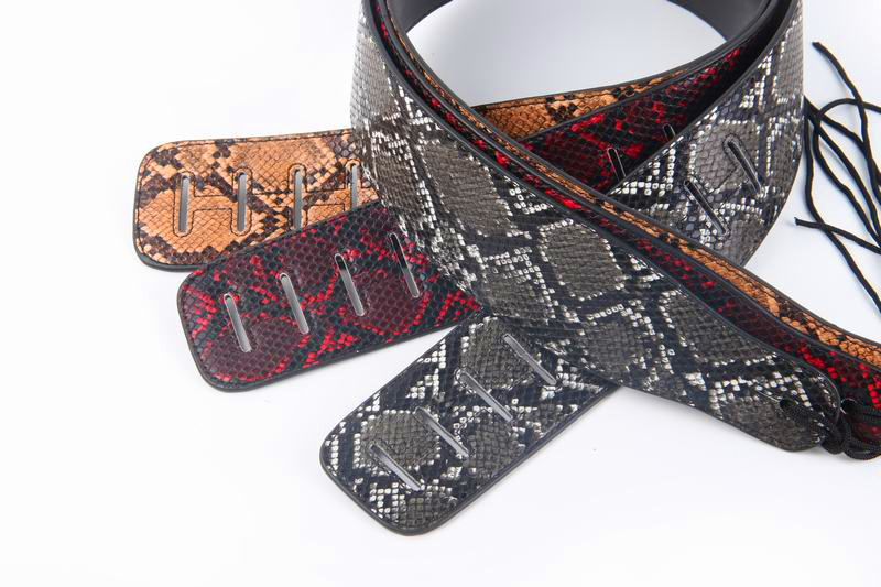 Different Style Wholesale Wear Resisting PU Leather Snakeskin Guitar Strap Leather
