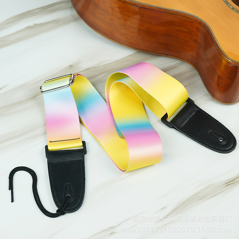 Gradient Guitar Strap Polyester Cotton Music Instrument Strap for Acoustic Electric Bass Crossbody Shoulder Use