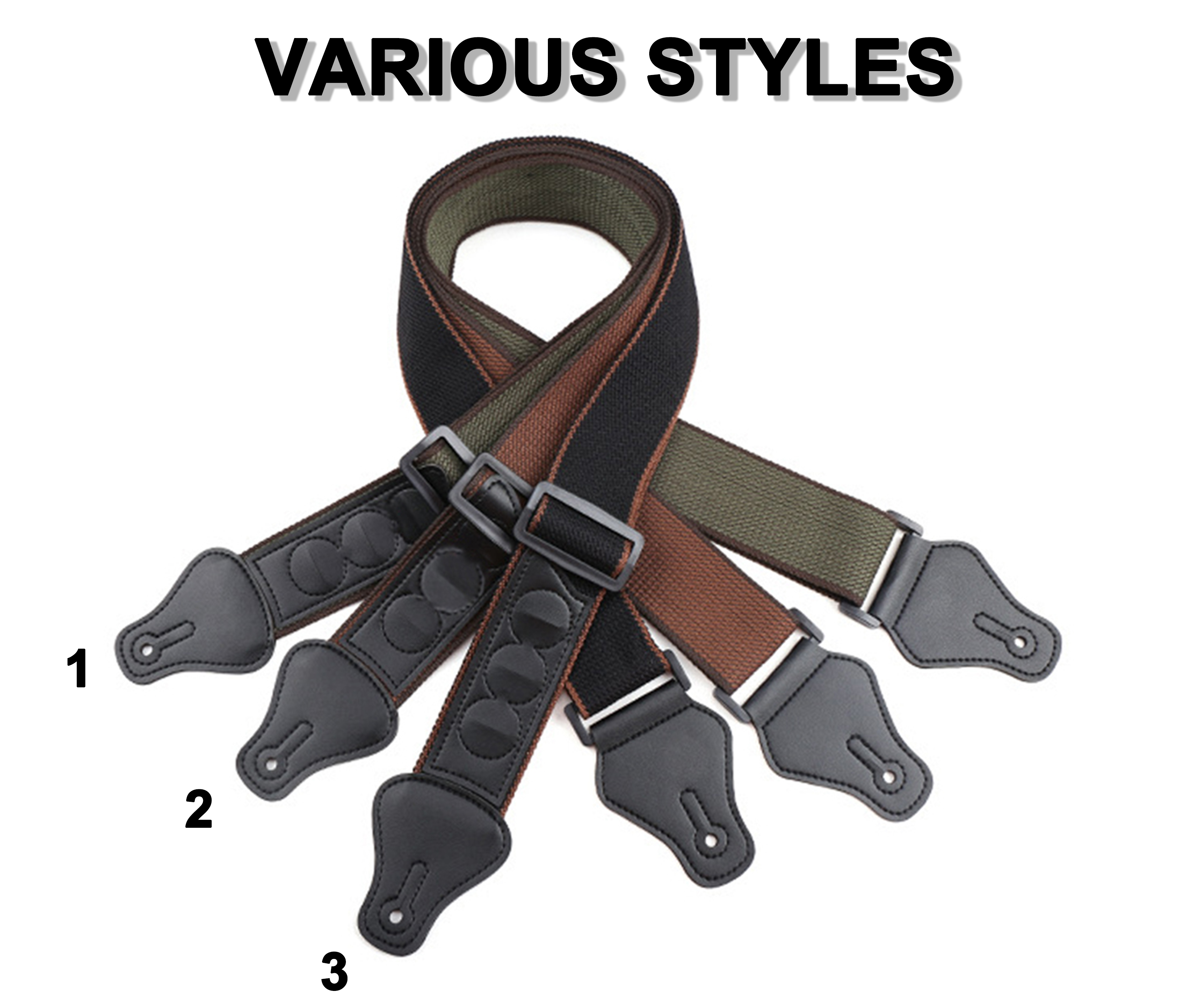 Wholesale High Quality Different Colors Classic Cotton Guitar Strap With Pick Holder Support Custom