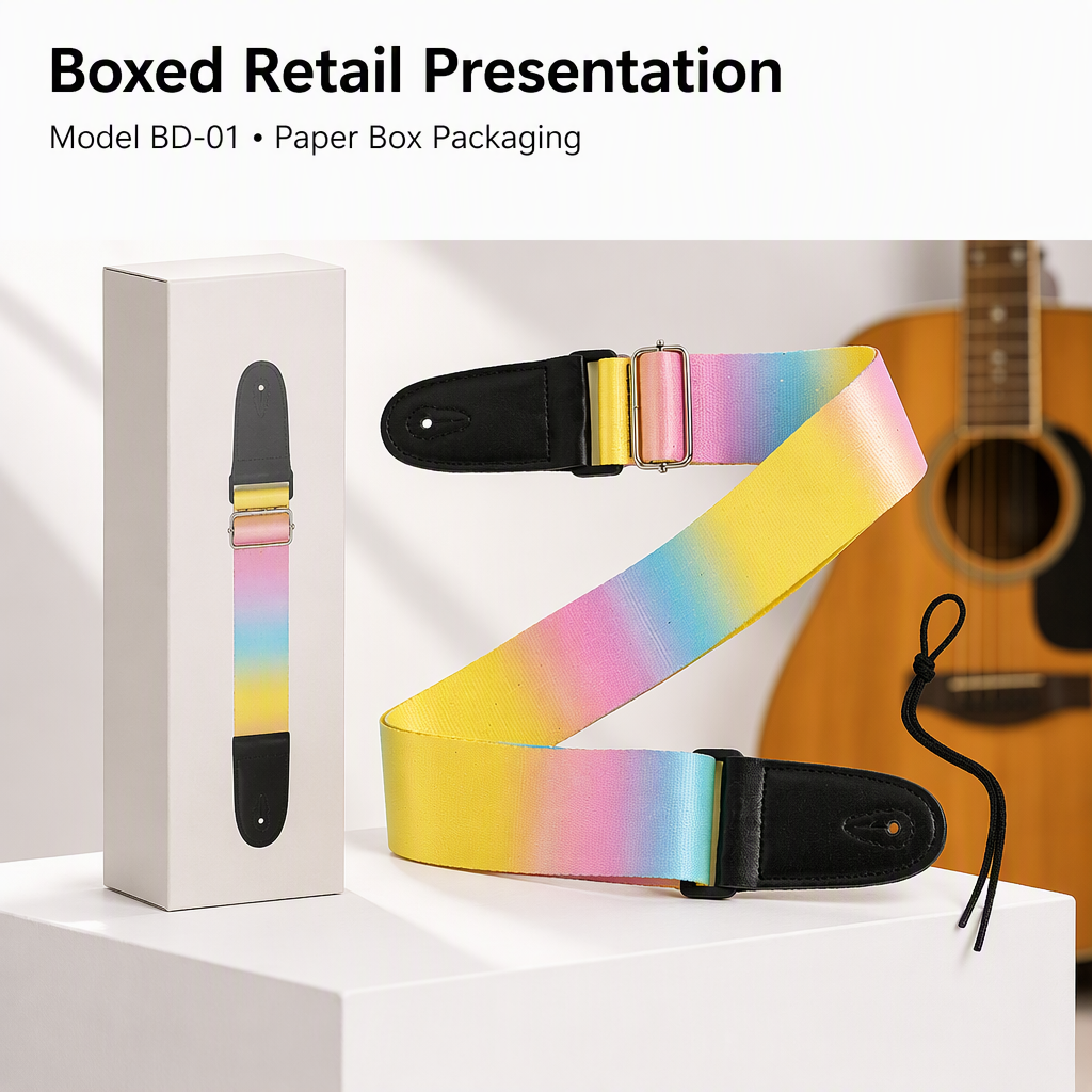 Gradient Guitar Strap Polyester Cotton Music Instrument Strap for Acoustic Electric Bass Crossbody Shoulder Use