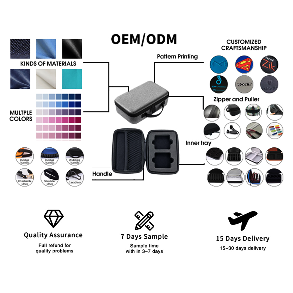 Custom Shell Carbon Fiber Tool Storage Bag EVA Case Hard Shell Zipper Shockproof Protective Case Special Purpose Bags Cases