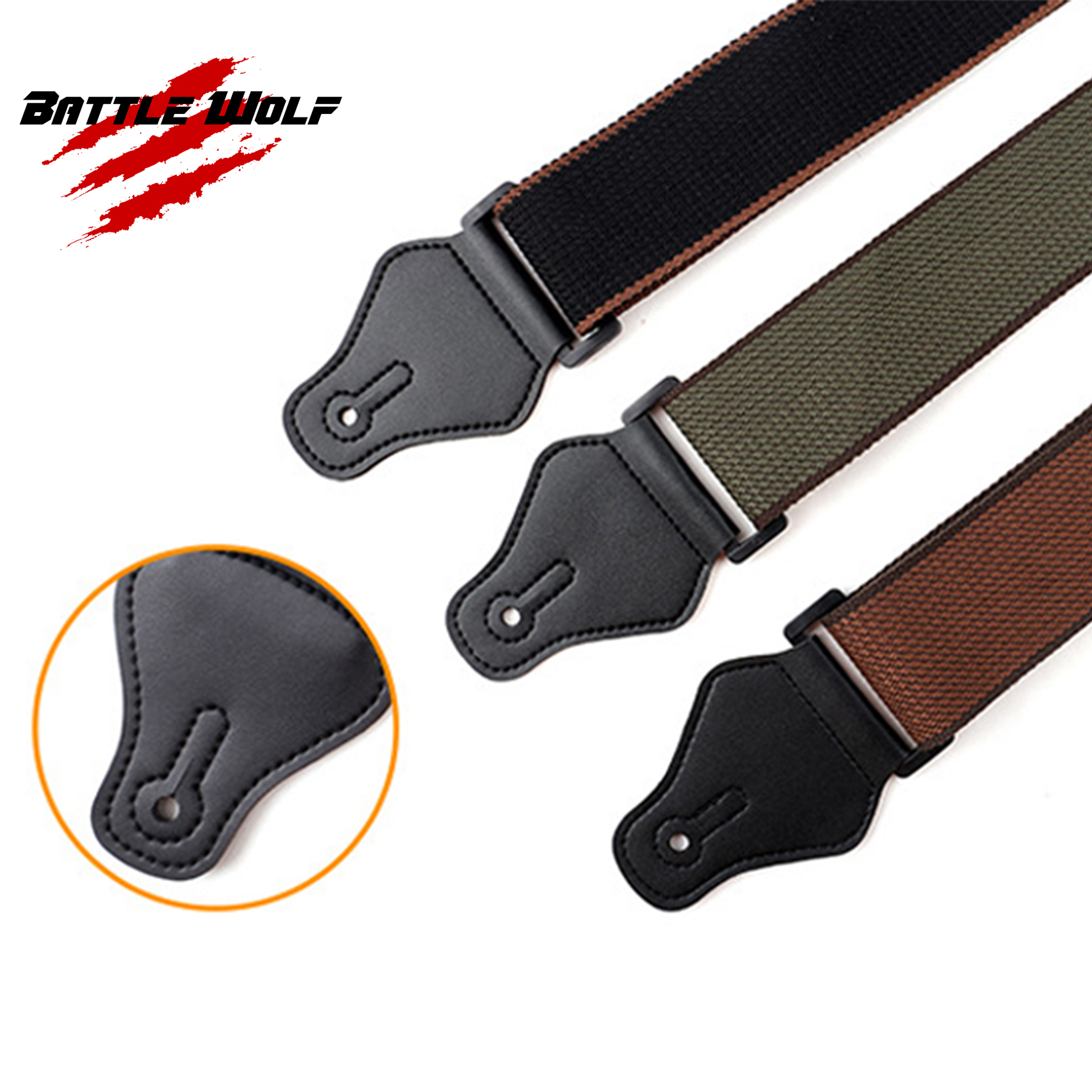 Wholesale High Quality Different Colors Classic Cotton Guitar Strap With Pick Holder Support Custom