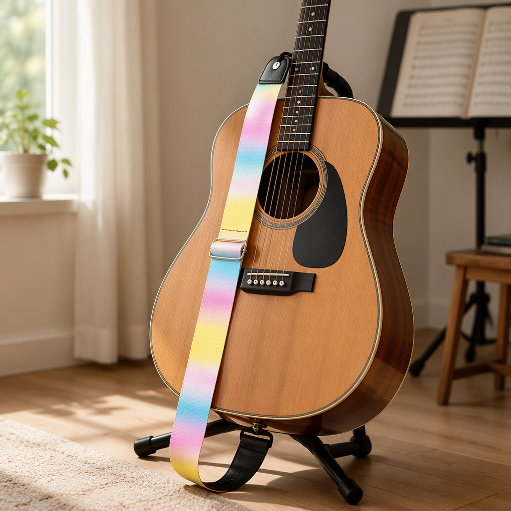 Gradient Guitar Strap Polyester Cotton Music Instrument Strap for Acoustic Electric Bass Crossbody Shoulder Use