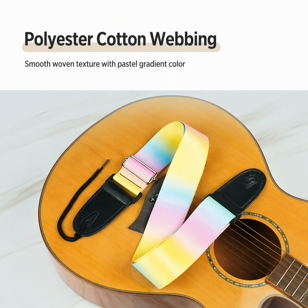Gradient Guitar Strap Polyester Cotton Music Instrument Strap for Acoustic Electric Bass Crossbody Shoulder Use
