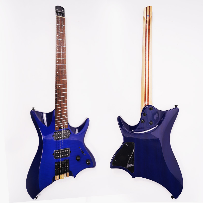 Factory Direct Headless Electric Guitar OEM ODM Customized Rock Metal Guitarra Lightweight Double Humbucker Fan Fretborad