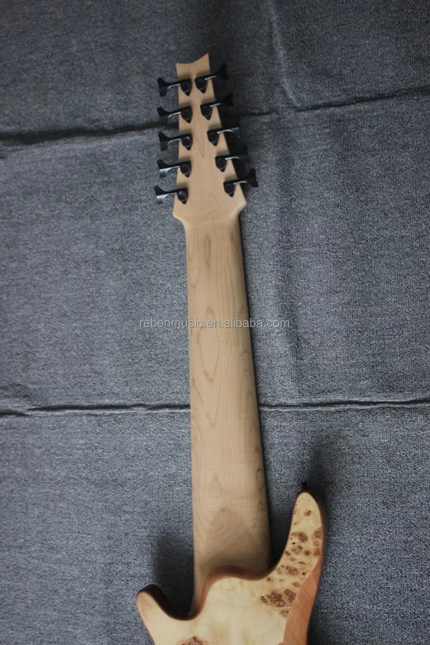 Weifang Rebon High Quality Fretless 10 String Burl Maple Electric Bass Guitar