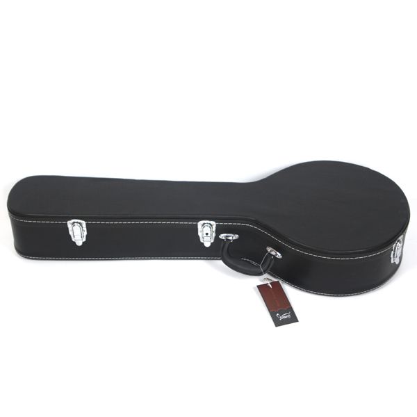 Replace D0100XUV9V7 Black Microgroove Pattern Leather Wood Banjos Case 5-String 6-String