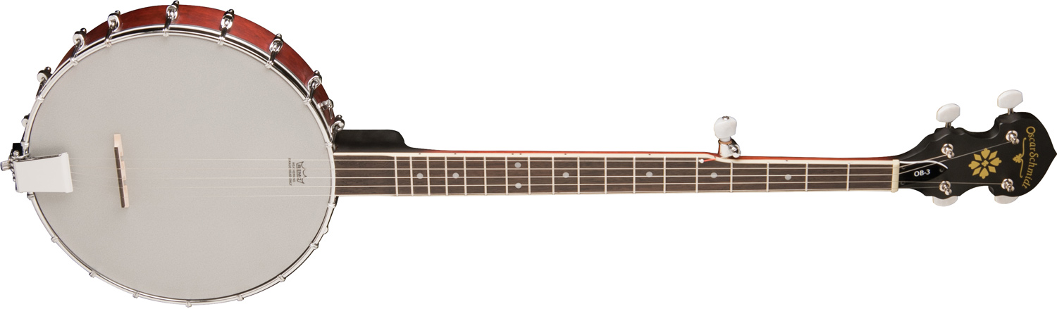 Oscar Schmidt OB3 5-string folk banjo with gloss mahogany resonator and Remo head