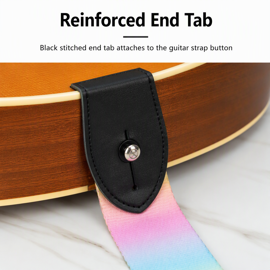 Gradient Guitar Strap Polyester Cotton Music Instrument Strap for Acoustic Electric Bass Crossbody Shoulder Use
