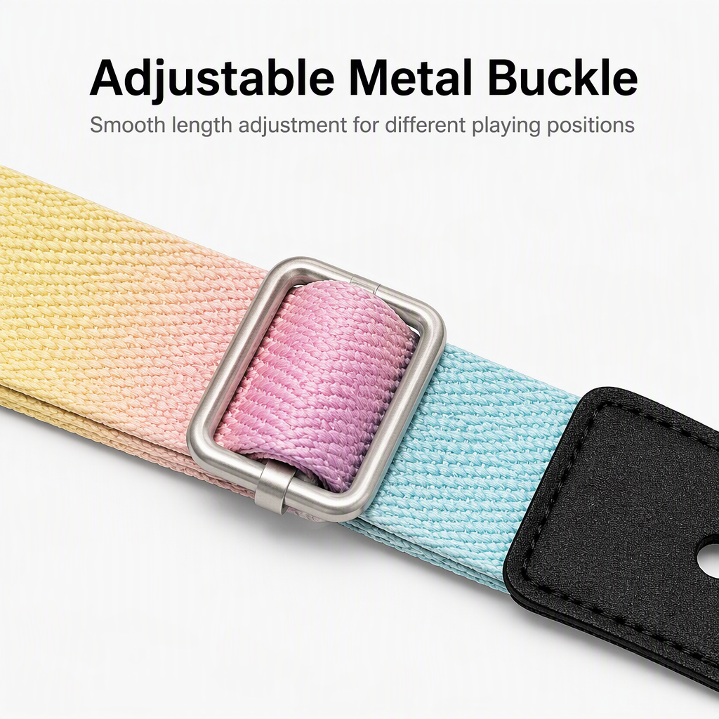Gradient Guitar Strap Polyester Cotton Music Instrument Strap for Acoustic Electric Bass Crossbody Shoulder Use
