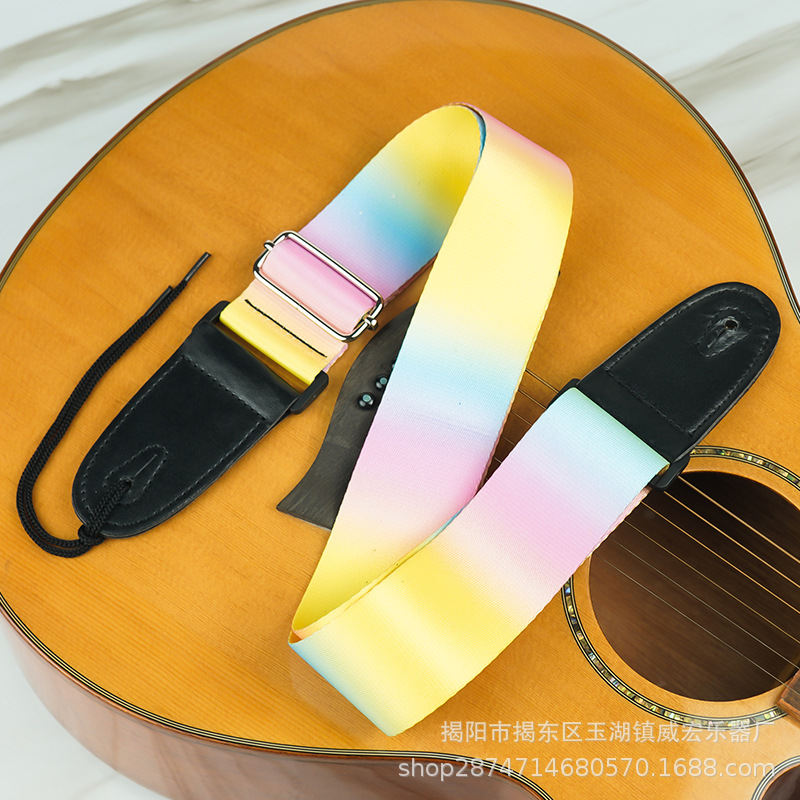 Gradient Guitar Strap Polyester Cotton Music Instrument Strap for Acoustic Electric Bass Crossbody Shoulder Use