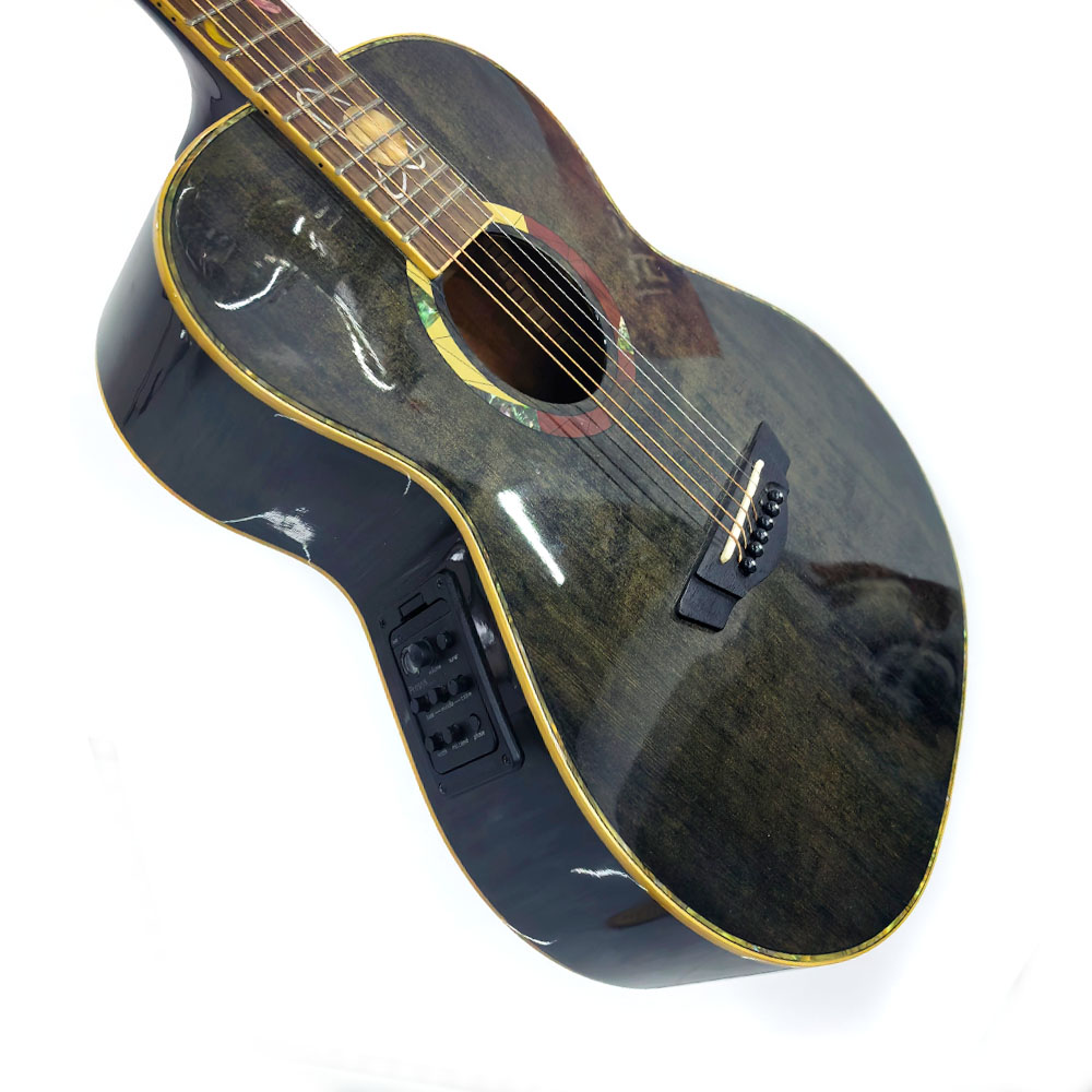 GALYDA 36 Inch Professional Acoustic Electric Guitar Solid Top with EQ Shell Inlay High Gloss Instrument