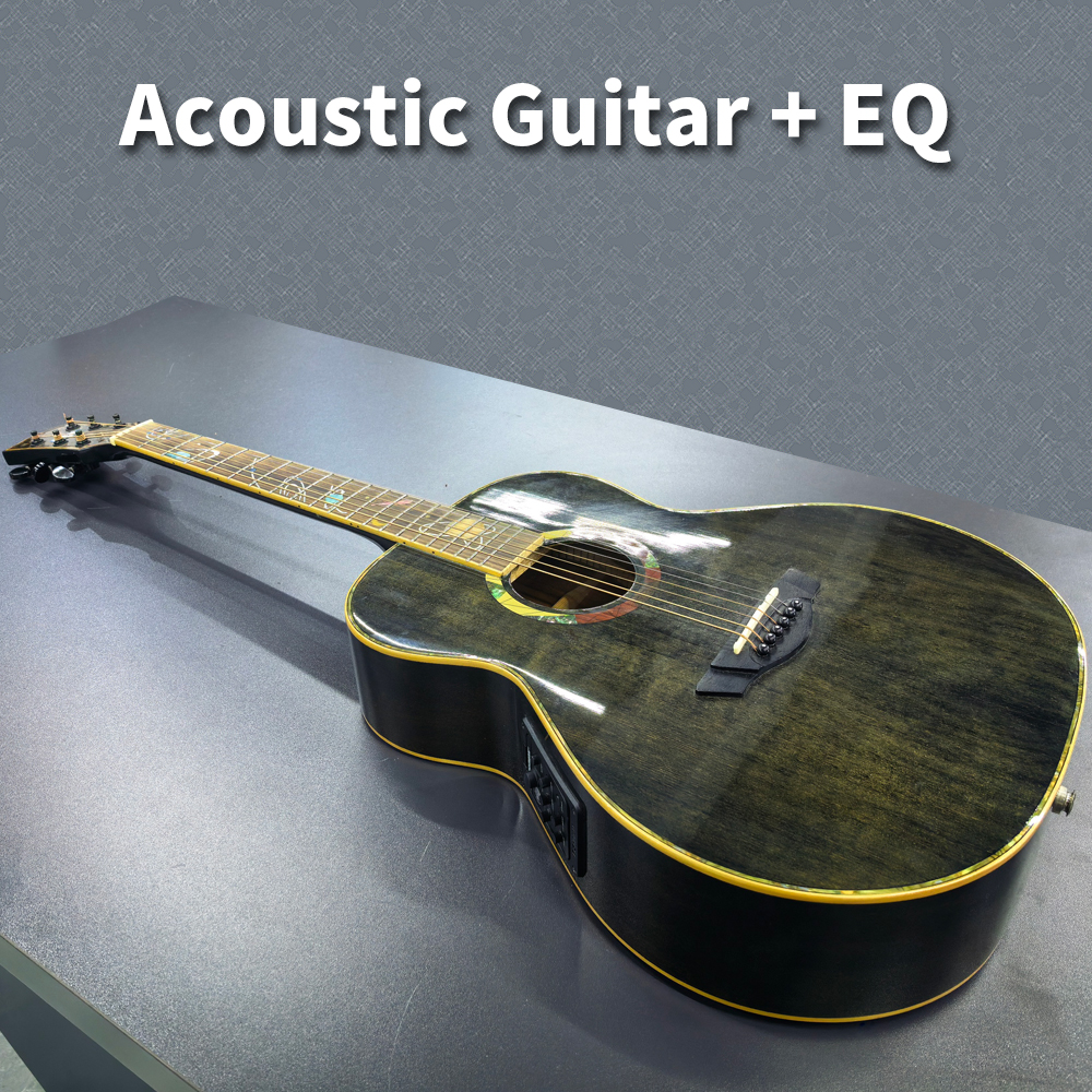GALYDA 36 Inch Professional Acoustic Electric Guitar Solid Top with EQ Shell Inlay High Gloss Instrument