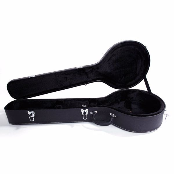 Replace D0100XUV9V7 Black Microgroove Pattern Leather Wood Banjos Case 5-String 6-String