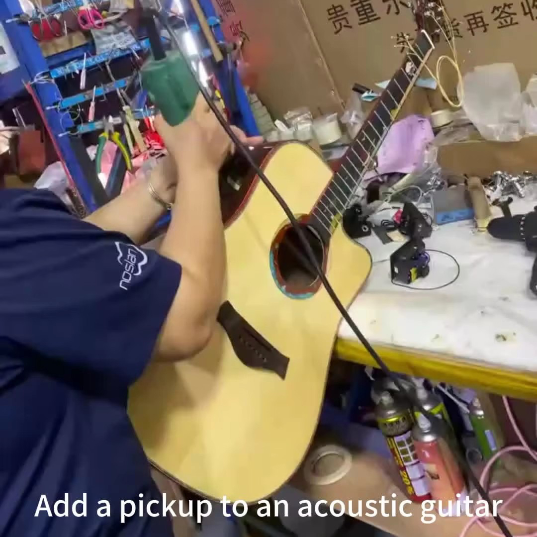 GALYDA 36 Inch Professional Acoustic Electric Guitar Solid Top with EQ Shell Inlay High Gloss Instrument