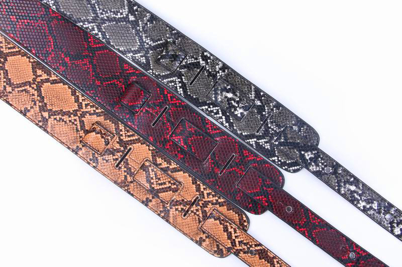 Different Style Wholesale Wear Resisting PU Leather Snakeskin Guitar Strap Leather