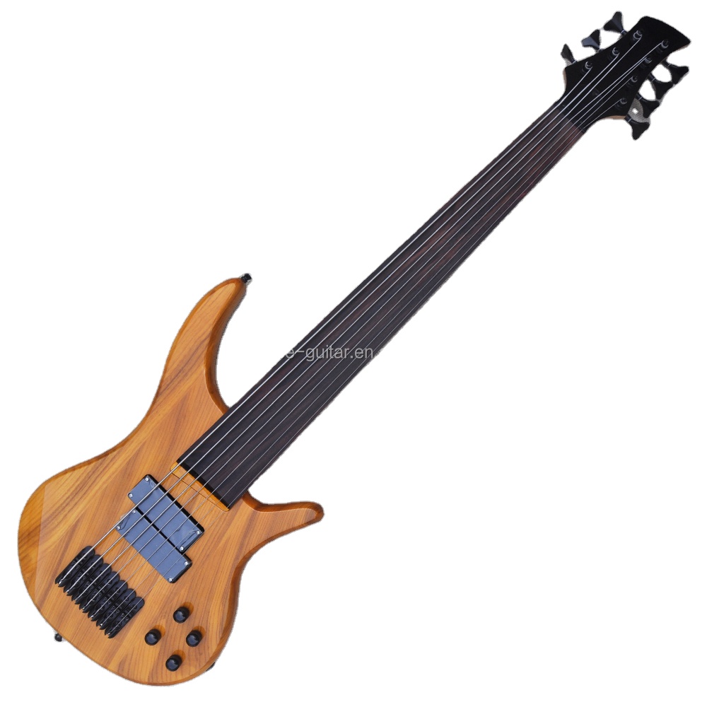 Flyoung Yellow 7 Strings Electric Bass Guitar Rosewood Fretboard Bass Fretless Bass Guitar