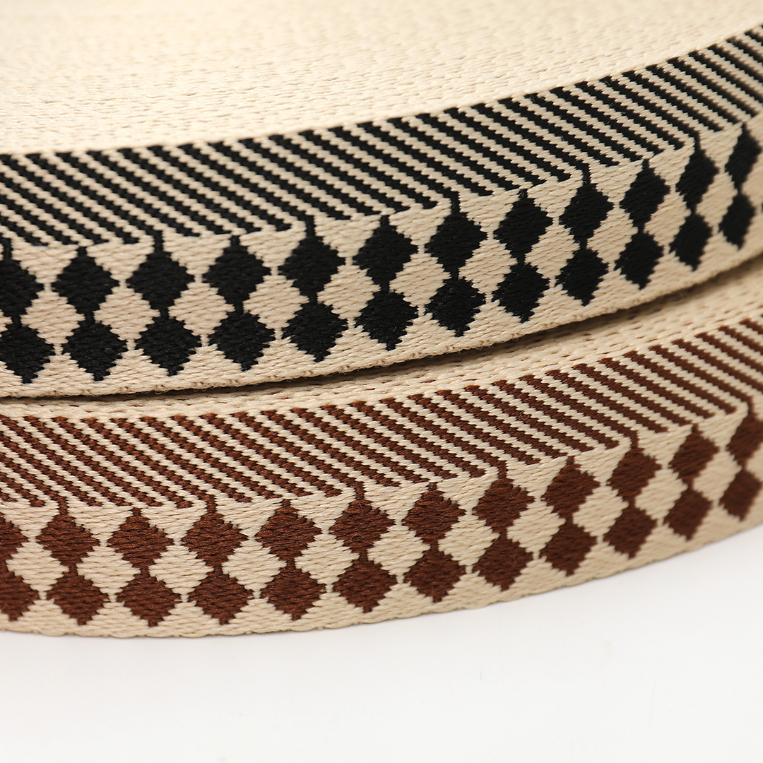 High Quality 38mm Polyester Jacquard Webbing Bag Strap Strong Diamond Pattern Strap for Pet Collar Furniture Guitar