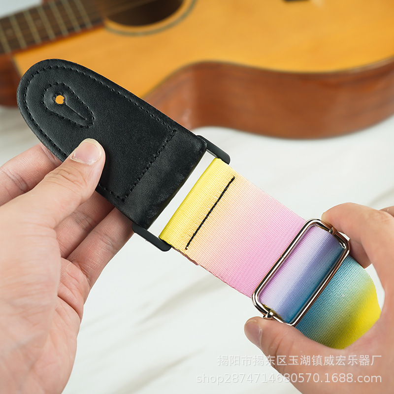 Gradient Guitar Strap Polyester Cotton Music Instrument Strap for Acoustic Electric Bass Crossbody Shoulder Use