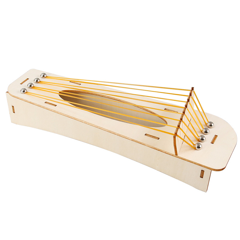 Music Box Technology Small Craft Acoustics Science Experiment Toy DIY Handcraft Wooden Eight-stringed Zither Class Material Kit